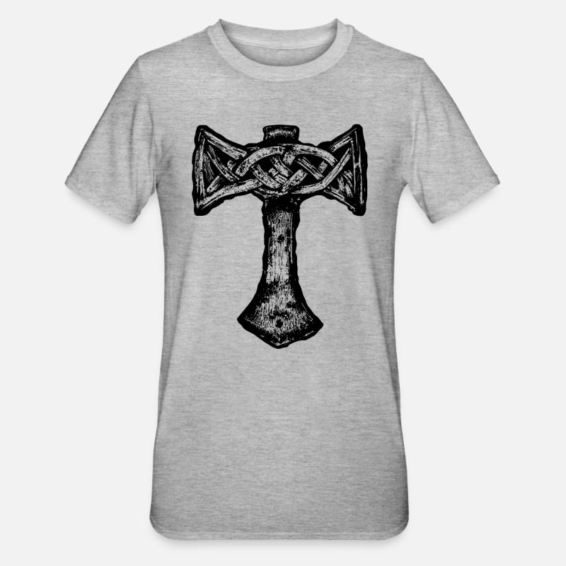 Mjöllnir Wikingersymbol - Unisex Polycotton T-Shirt - Grau meliert