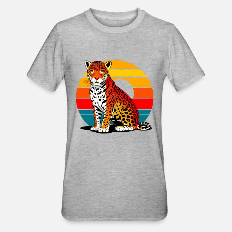 Jaguar am Strand - Unisex Polycotton T-Shirt - Grau meliert