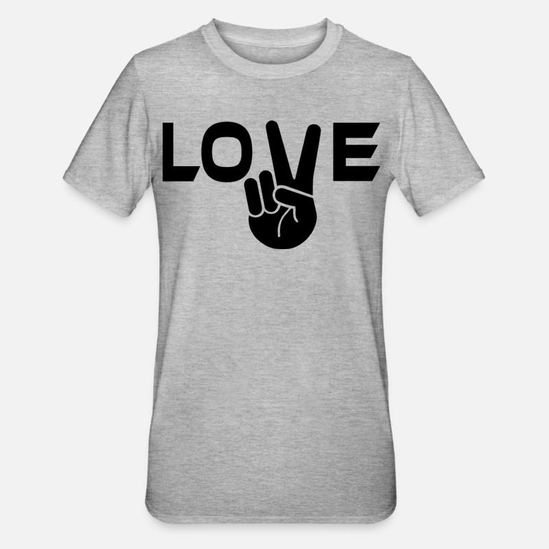 Liebe Victory Zeichen Hand - Unisex Polycotton T-Shirt - Grau meliert