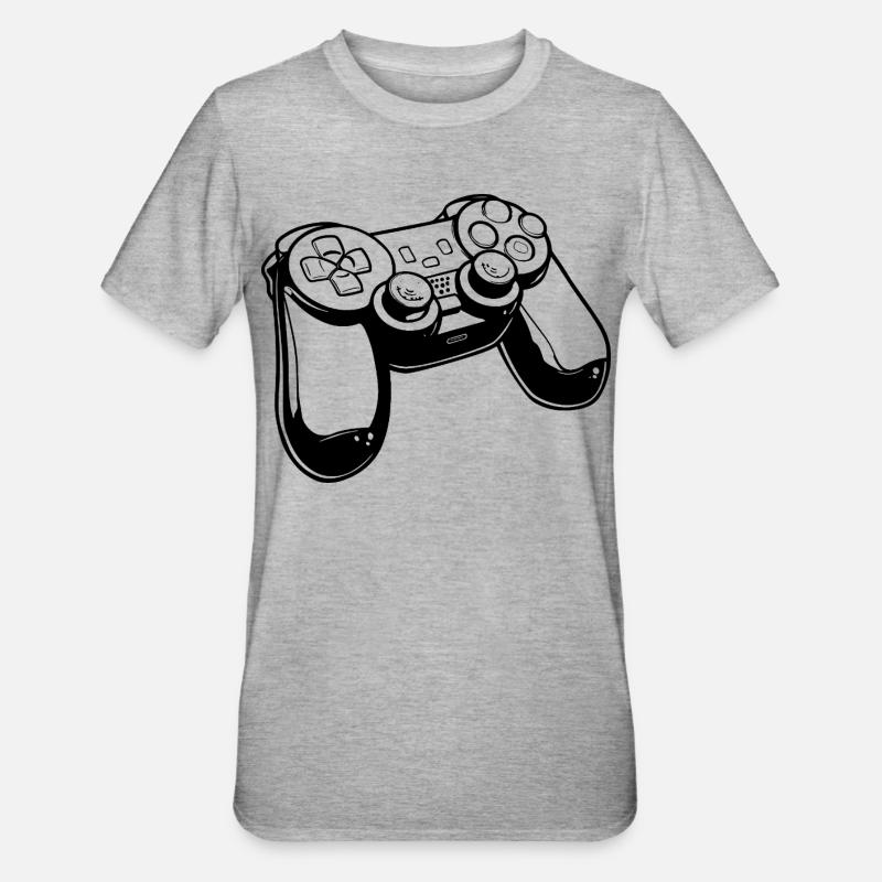 Dessin de manette de jeu - T-shirt polycoton Unisexe - gris chiné