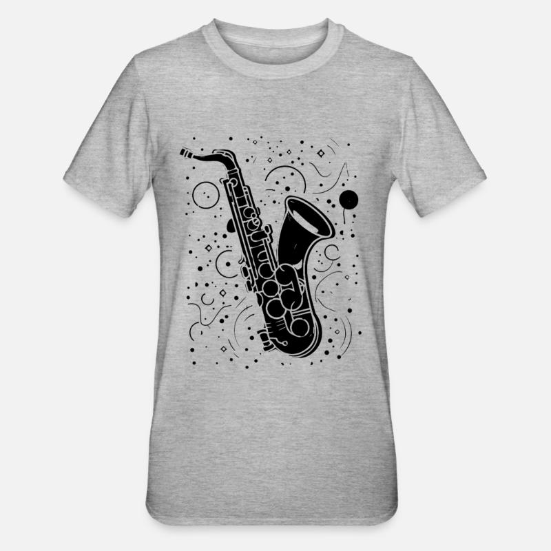 Saxophon Illustration - Unisex Polycotton T-Shirt - Grau meliert