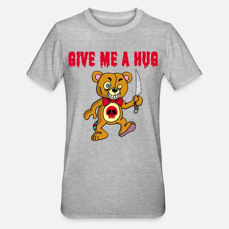 Psychopathischer Teddybär - Unisex Polycotton T-Shirt - Grau meliert