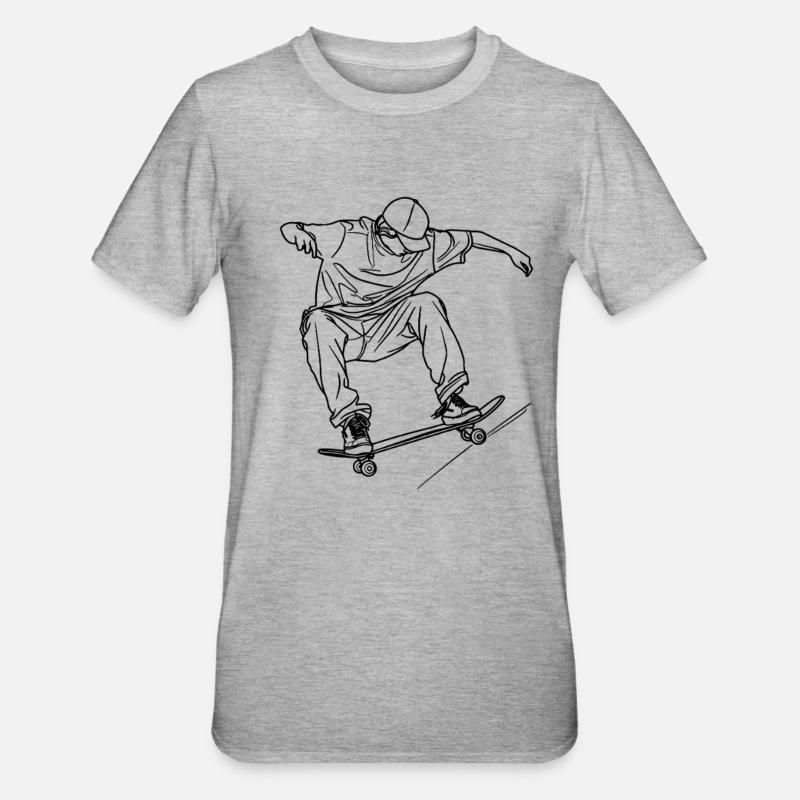 Skateboard garçon dessin - T-shirt polycoton Unisexe - gris chiné