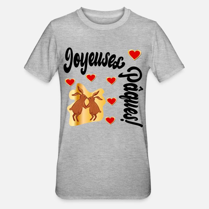 Lapin de Pâques - T-shirt polycoton Unisexe - gris chiné