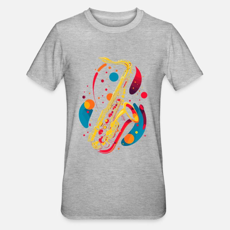 Graphisme pour saxophone - T-shirt polycoton Unisexe - gris chiné