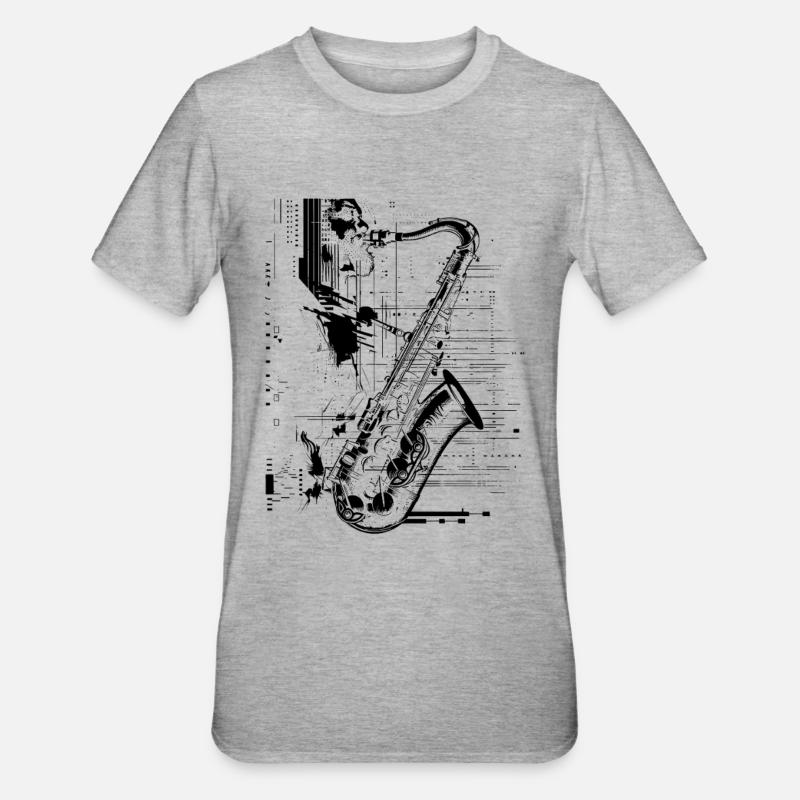 Saxophone Player Graphics - Unisex Polycotton T-Shirt - heather grey
