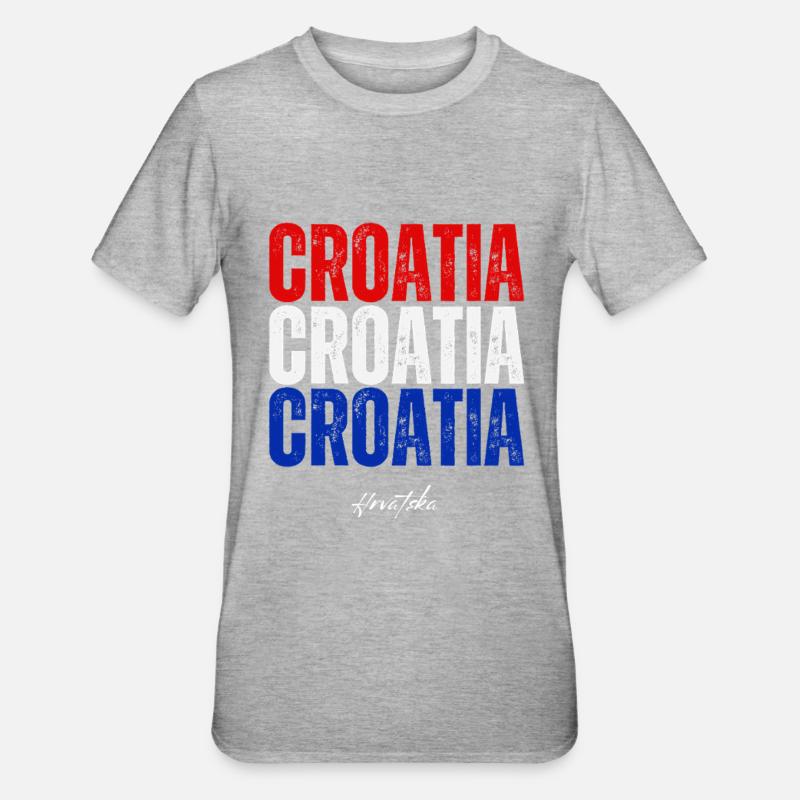Drapeau croate, fierté croate - T-shirt polycoton Unisexe - gris chiné