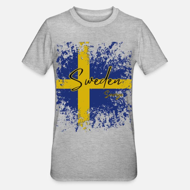 Fierté suédoise, drapeau de la Suède - T-shirt polycoton Unisexe - gris chiné