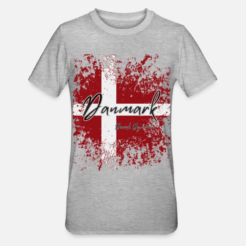 Drapeau du Danemark, fierté danoise - T-shirt polycoton Unisexe - gris chiné