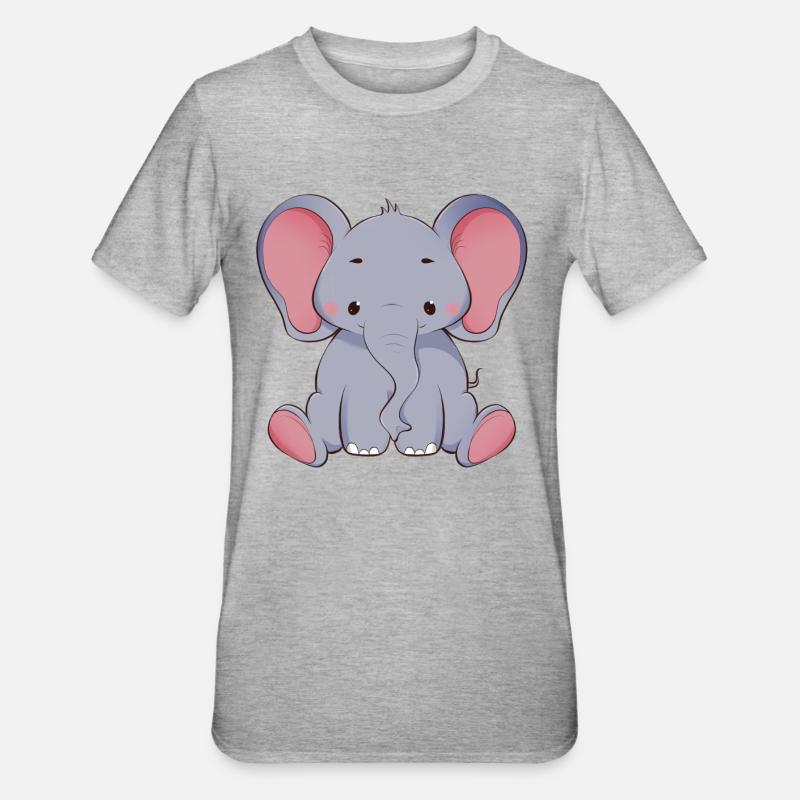 Elefant - Unisex Polycotton T-Shirt - Grau meliert
