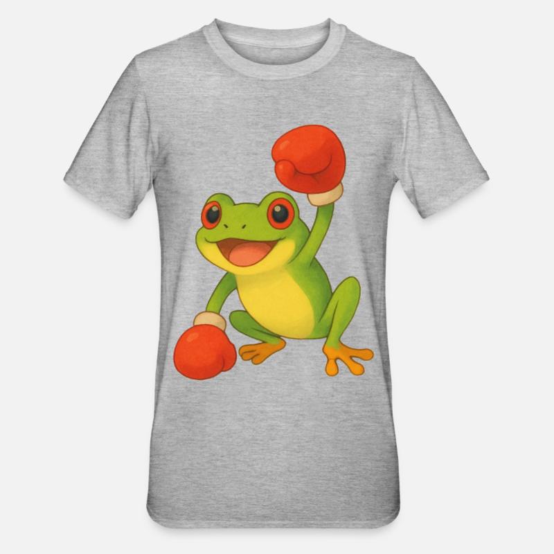 Frosch mit Boxhandschuhen - Unisex Polycotton T-Shirt - Grau meliert
