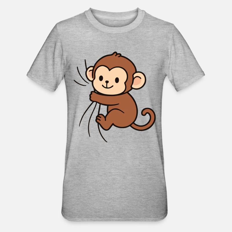 Liebes kleines Äffchen - Unisex Polycotton T-Shirt - Grau meliert