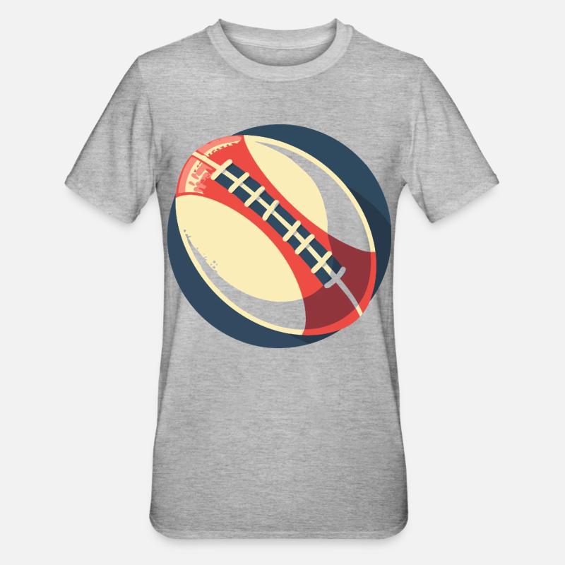 Graphique du ballon de rugby - T-shirt polycoton Unisexe - gris chiné