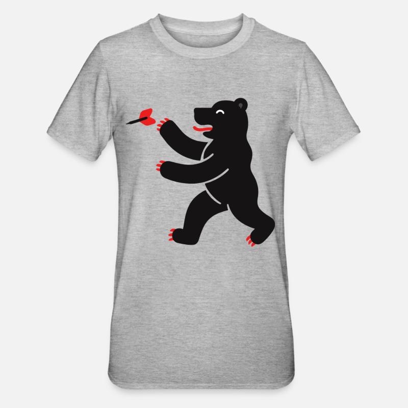 Bear at darts - Unisex Polycotton T-Shirt - heather grey