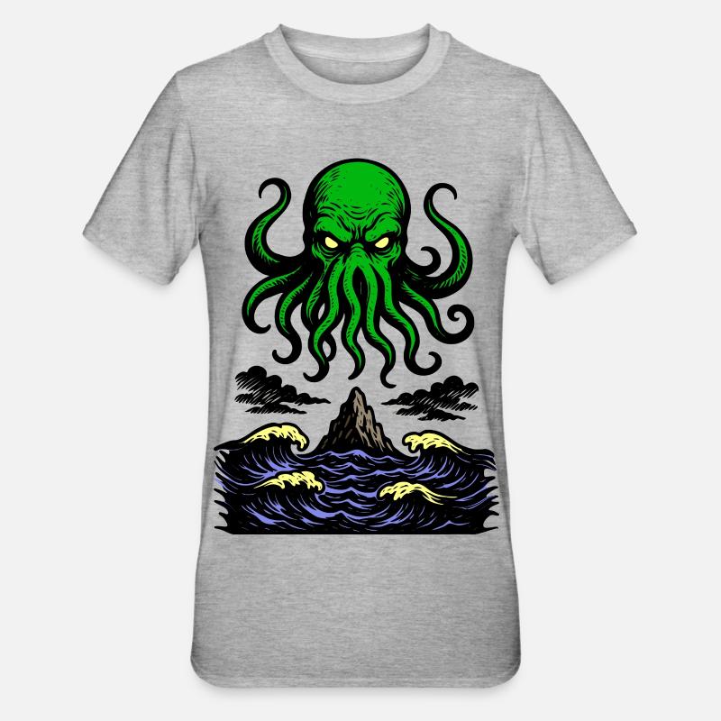 Cthulhu Rétro 2 - T-shirt polycoton Unisexe - gris chiné