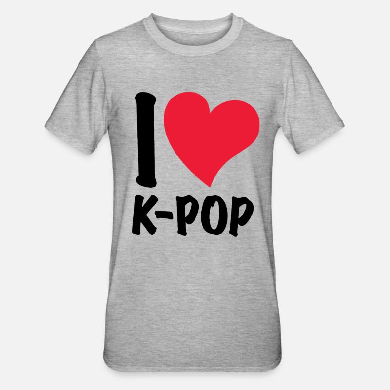 J’adore la K-pop - T-shirt polycoton Unisexe - gris chiné