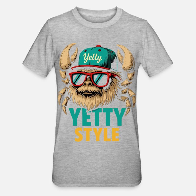 Yetty Style Yeti Graphic - Unisex Polycotton T-Shirt - heather grey