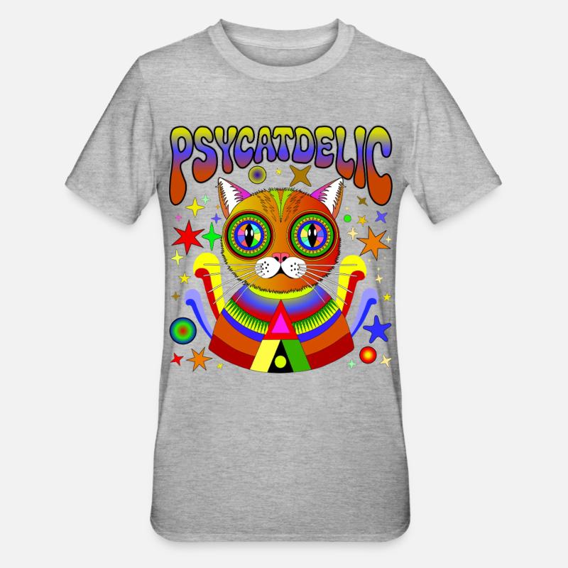 PSYCATDELIC - T-shirt polycoton Unisexe - gris chiné