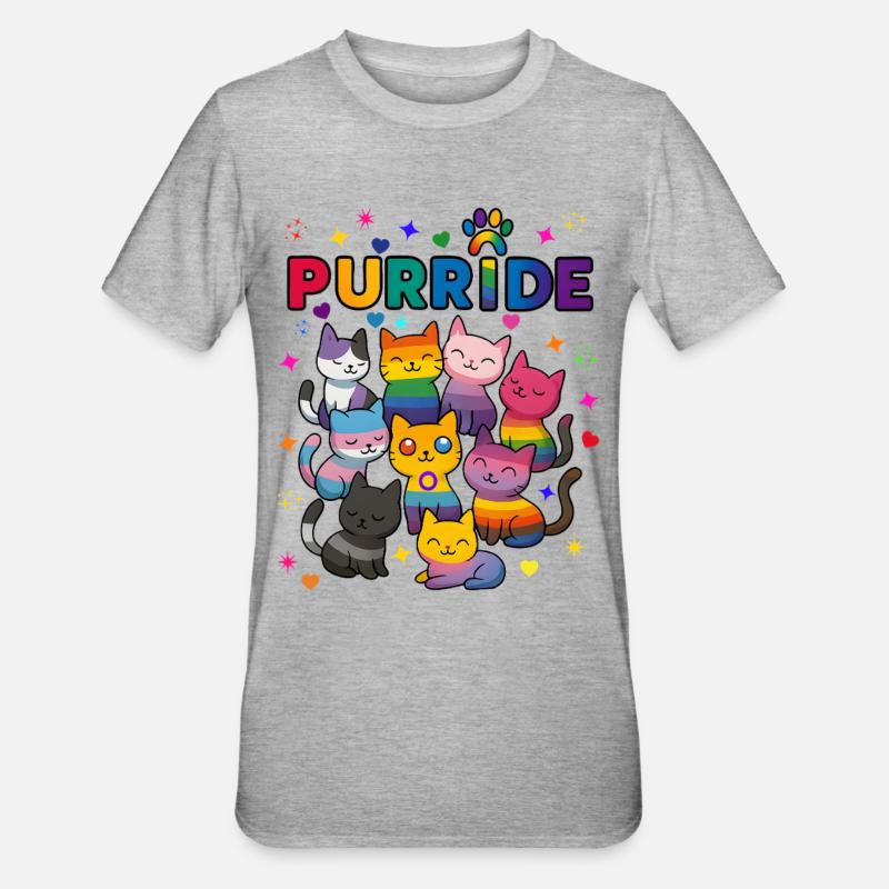 Purride Chats LGBT - T-shirt polycoton Unisexe - gris chiné