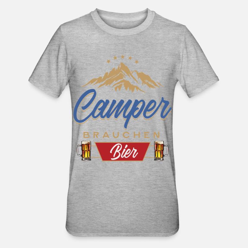 Camper brauchen Bier Campen - Unisex Polycotton T-Shirt - Grau meliert