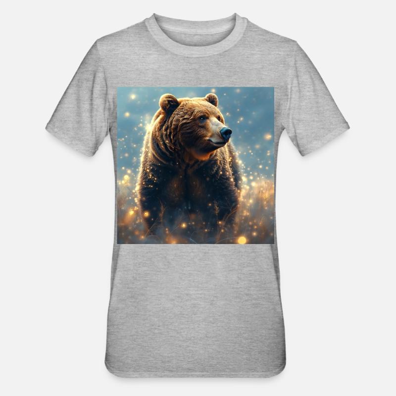 Krafttier Braunbär - Unisex Polycotton T-Shirt - Grau meliert