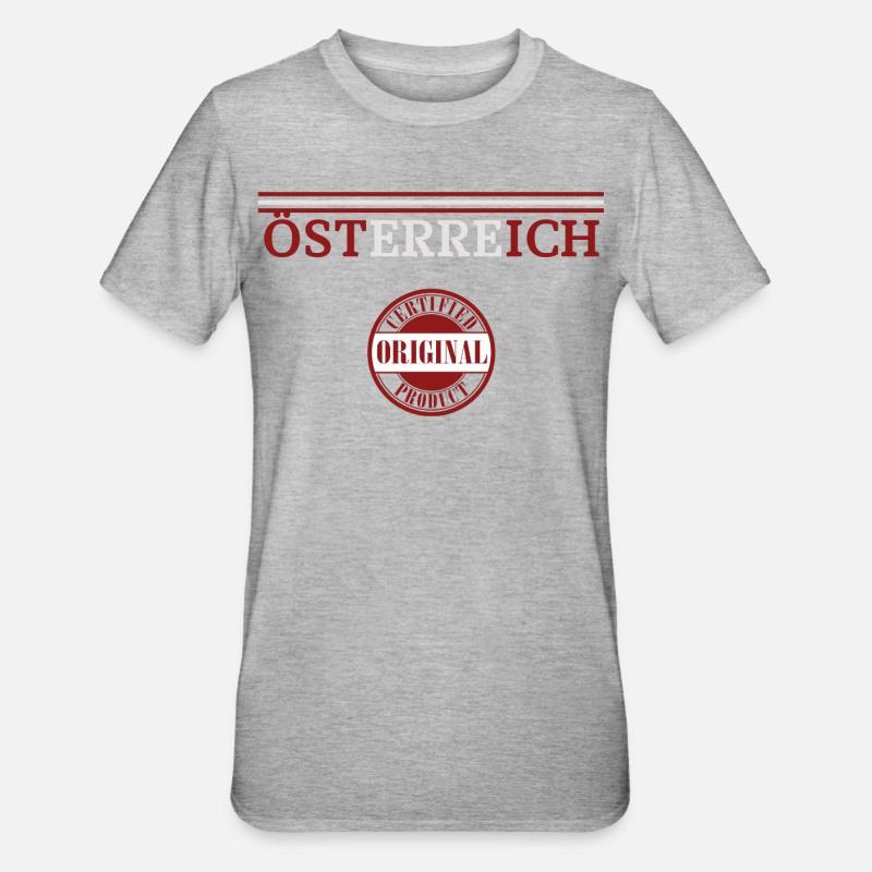 Fierté autrichienne, drapeau de l’Autriche - T-shirt polycoton Unisexe - gris chiné