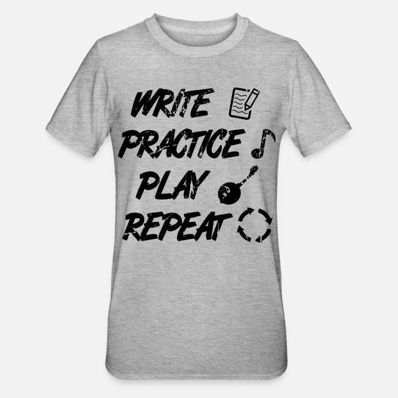 Write Practice Play Repeat - Unisex Polycotton T-Shirt - heather grey