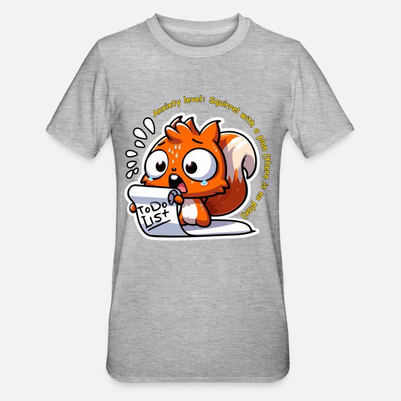 Anxious Squirrel with To-Do List - Unisex Polycotton T-Shirt - heather grey