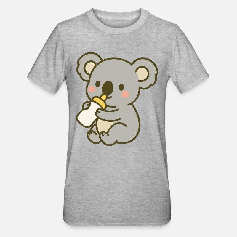 Kuschel-Koala mit Flasche - Unisex Polycotton T-Shirt - Grau meliert