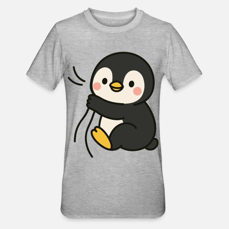Kuschelpinguin - Unisex Polycotton T-Shirt - Grau meliert
