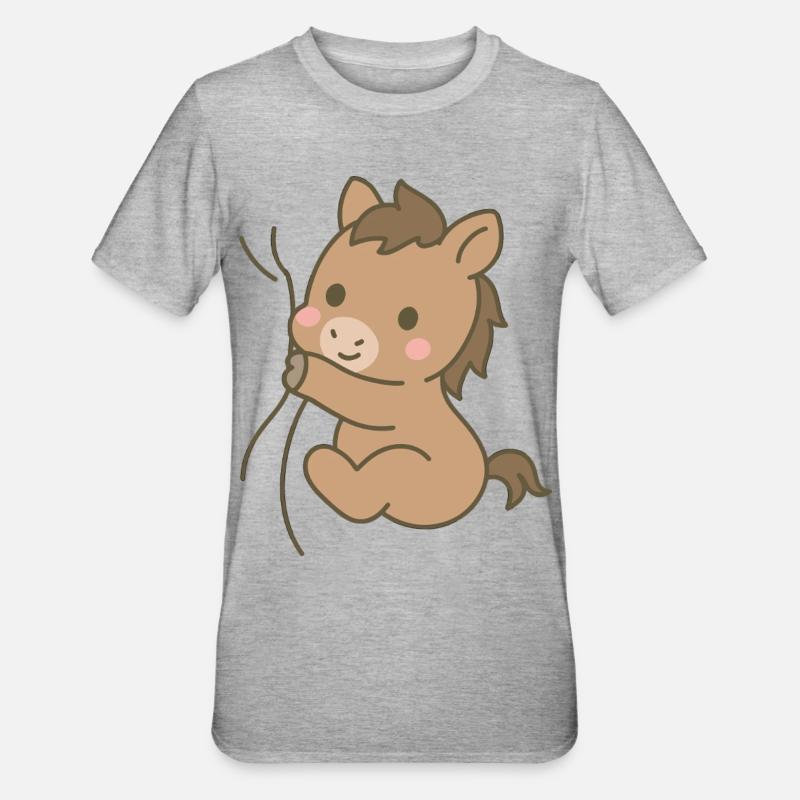 Eingekuschelt Pferdchen - Unisex Polycotton T-Shirt - Grau meliert