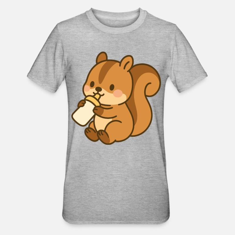 Flask Fluffy Squirrel - Unisex Polycotton T-Shirt - heather grey