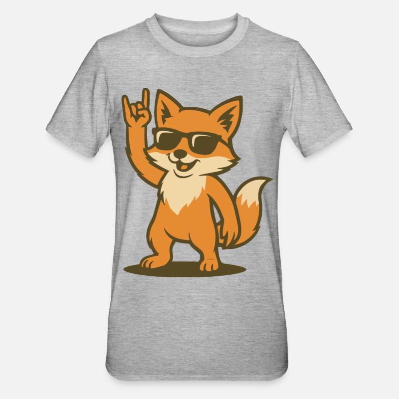 Fox on Fire - Unisex Polycotton T-Shirt - heather grey