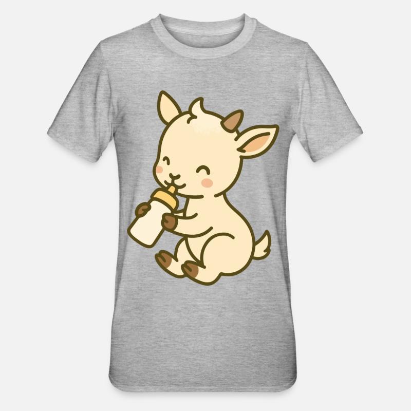 Milchzeit mit Zicklein - Unisex Polycotton T-Shirt - Grau meliert