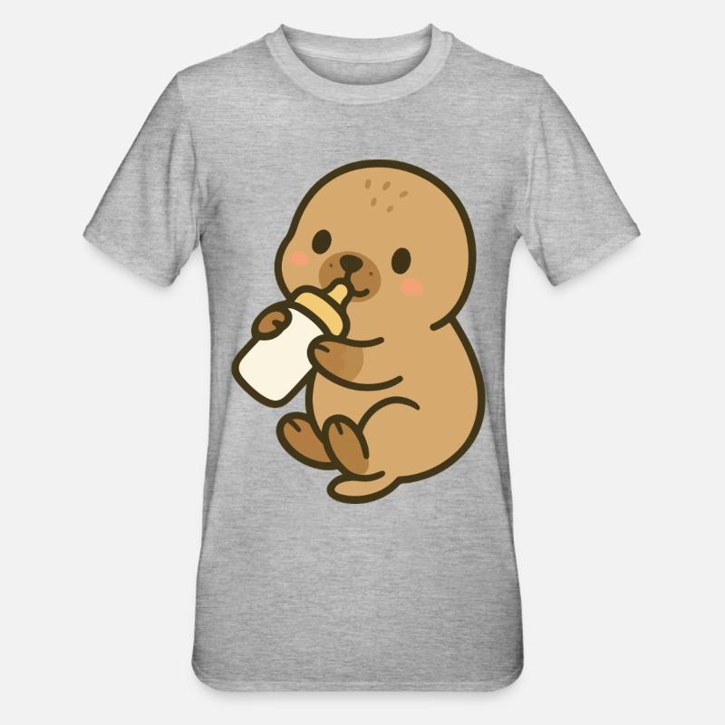 Fläschchenzeit am Meer - Unisex Polycotton T-Shirt - Grau meliert