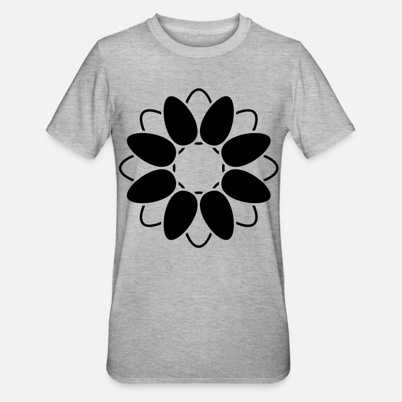Fleur Ouverte Fleur Graphique Abstrait - T-shirt polycoton Unisexe - gris chiné