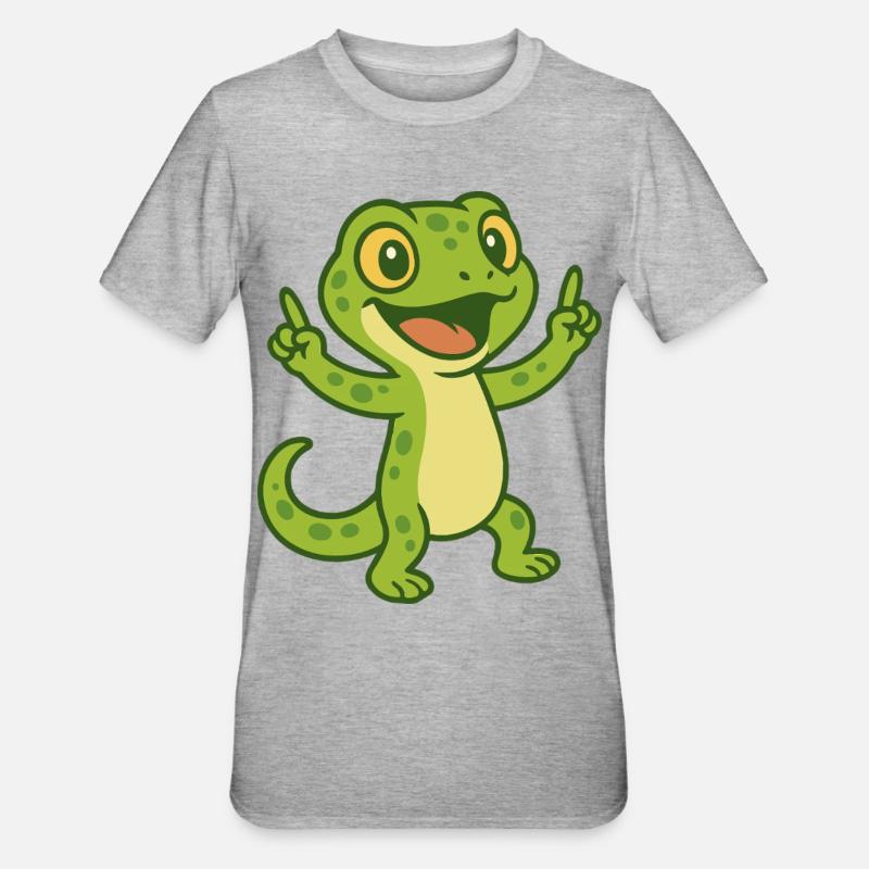Joyeuses vibrations de gecko - T-shirt polycoton Unisexe - gris chiné