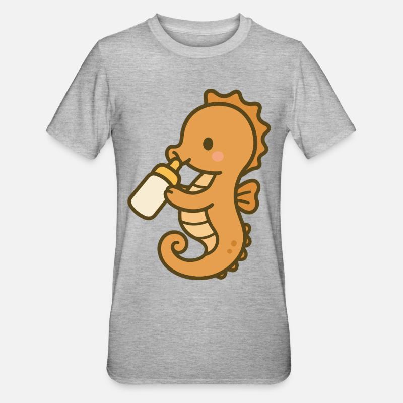 Minet hippocampe - T-shirt polycoton Unisexe - gris chiné