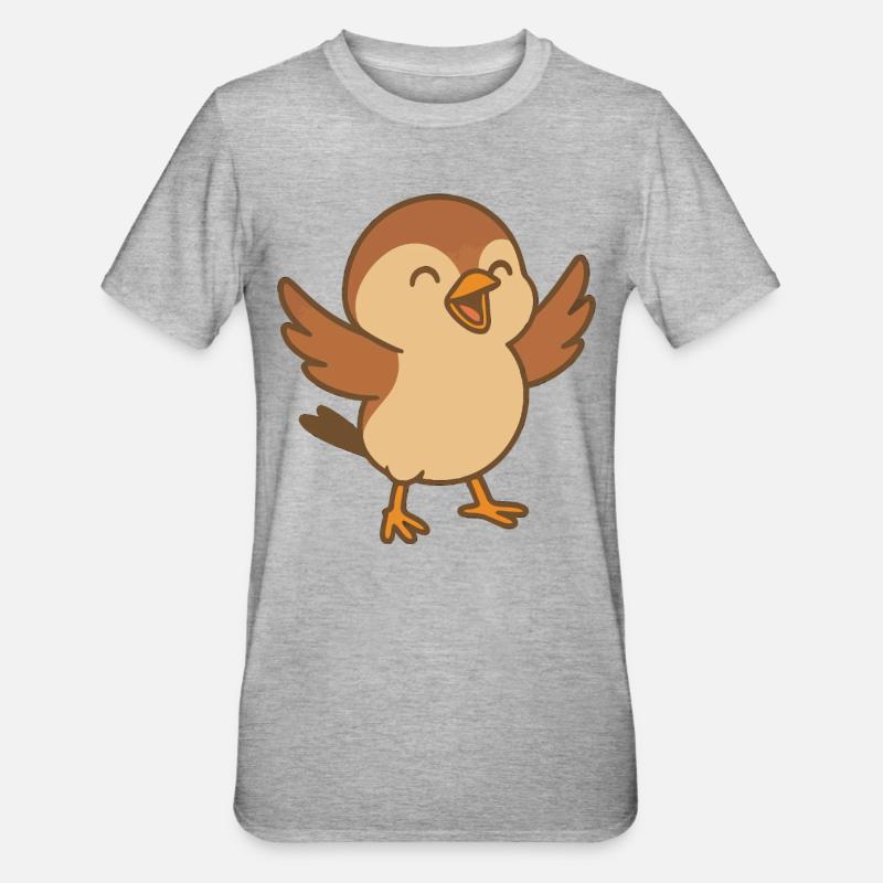 Kleiner Glücksspatz - Unisex Polycotton T-Shirt - Grau meliert