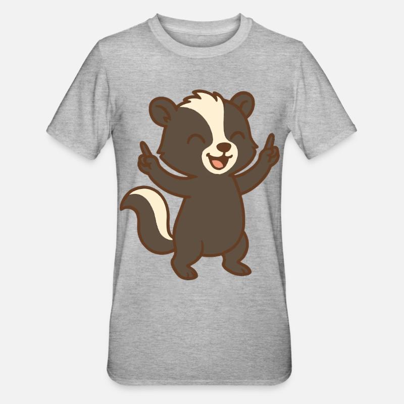 Cheer Up Stinktierchen - Unisex Polycotton T-Shirt - Grau meliert