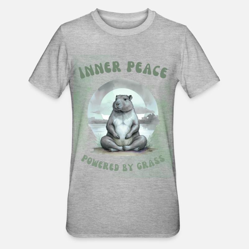 Inner Peace – Powered by Grass Design - Unisex Polycotton T-Shirt - heather grey