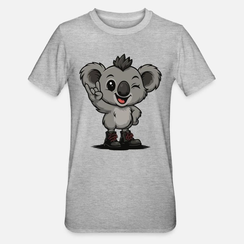 Koala Punk Héros - T-shirt polycoton Unisexe - gris chiné