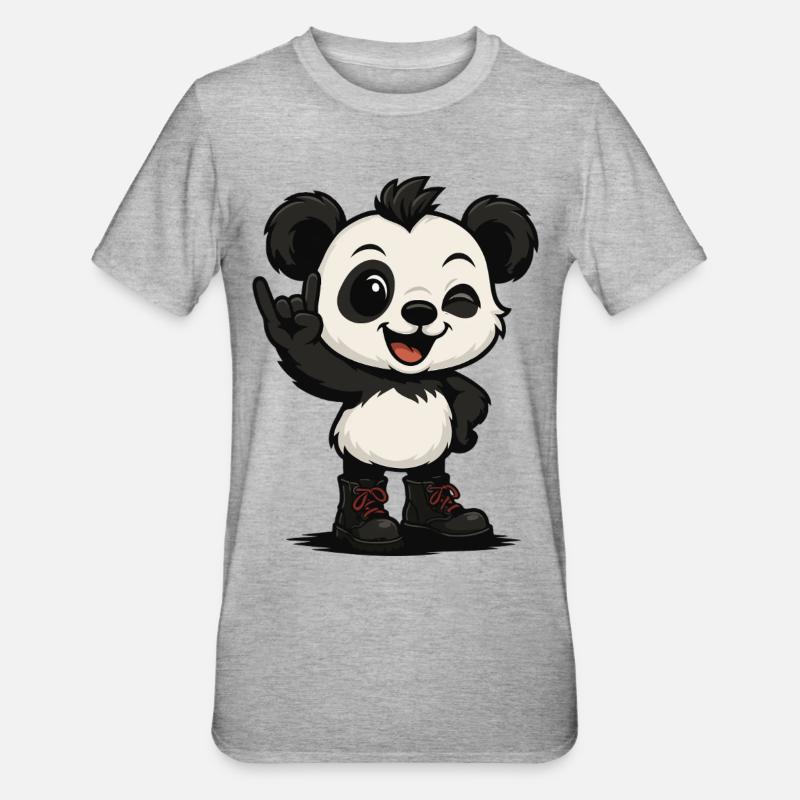 Panda Punk’n’Roll - T-shirt polycoton Unisexe - gris chiné