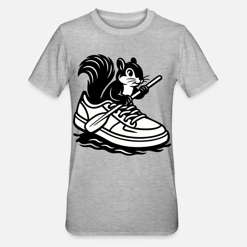 Écureuil en baskets ! - T-shirt polycoton Unisexe - gris chiné