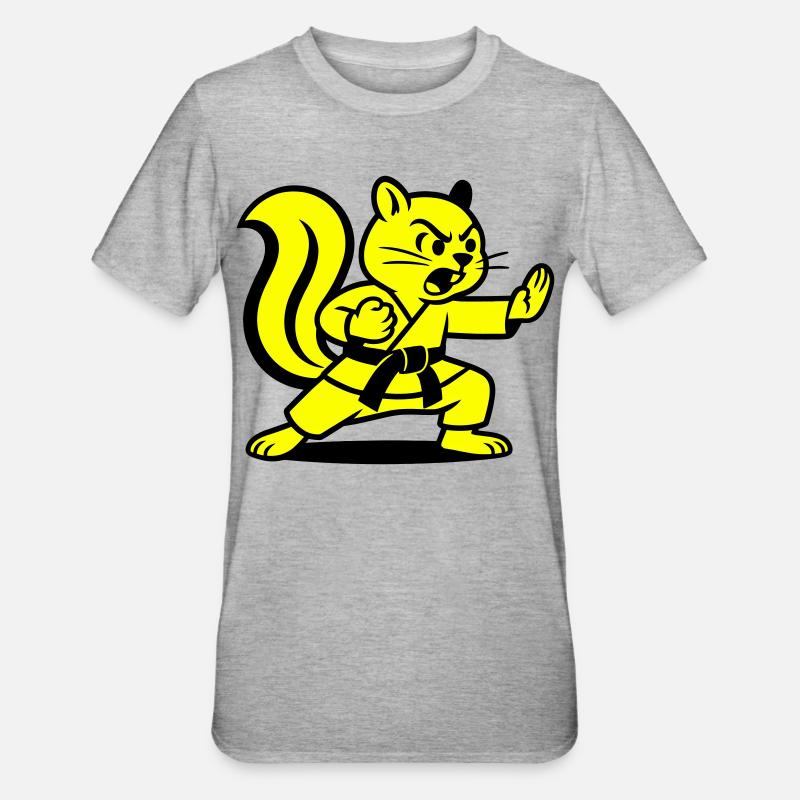 Karate Eichhörnchen! - Unisex Polycotton T-Shirt - Grau meliert