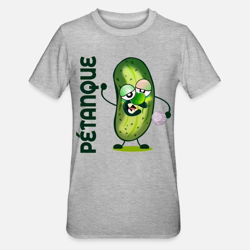 Pétanque-Gurken - Unisex Polycotton T-Shirt - Grau meliert