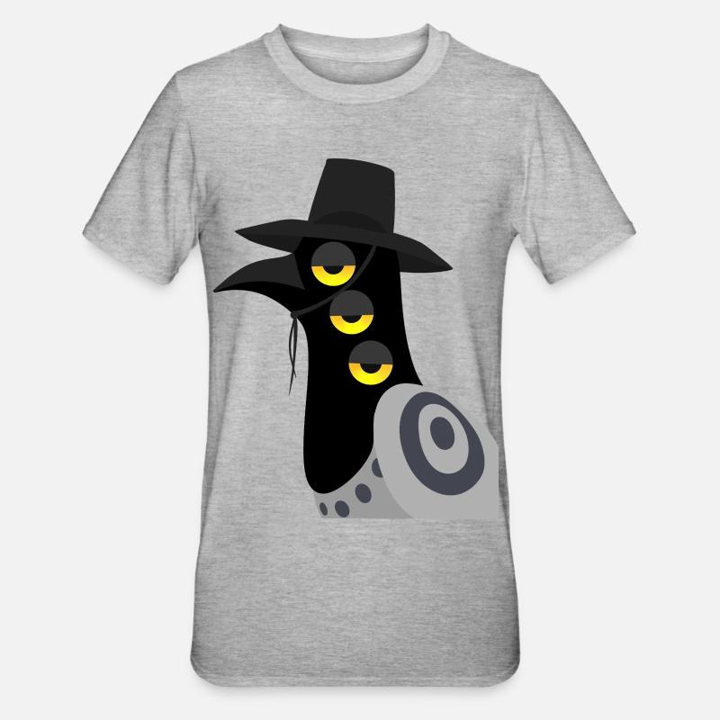 Dämonischer Vogel skeptisch - Unisex Polycotton T-Shirt - Grau meliert