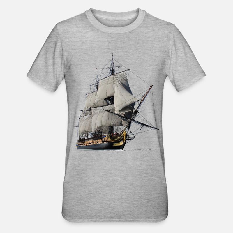 Segelschiff - Unisex Polycotton T-Shirt - Grau meliert
