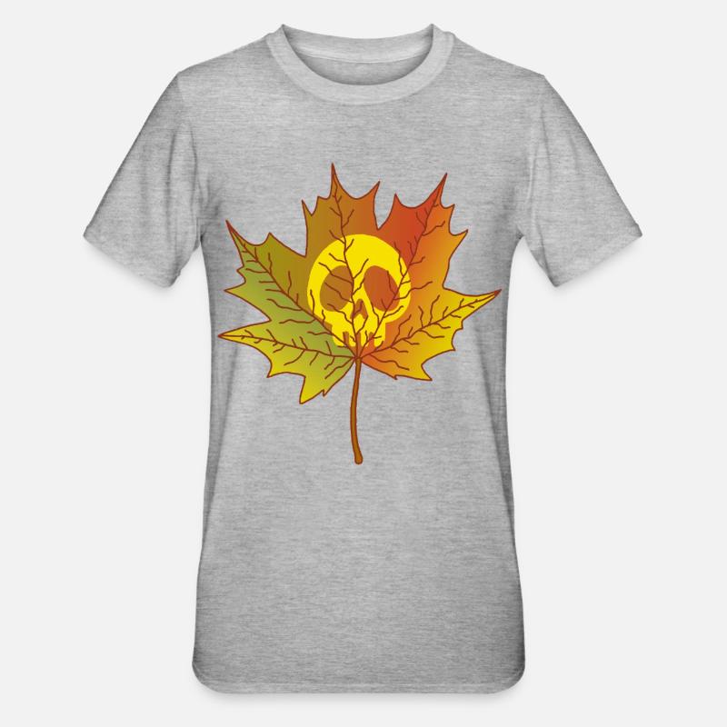Crâne et feuille morte - T-shirt polycoton Unisexe - gris chiné