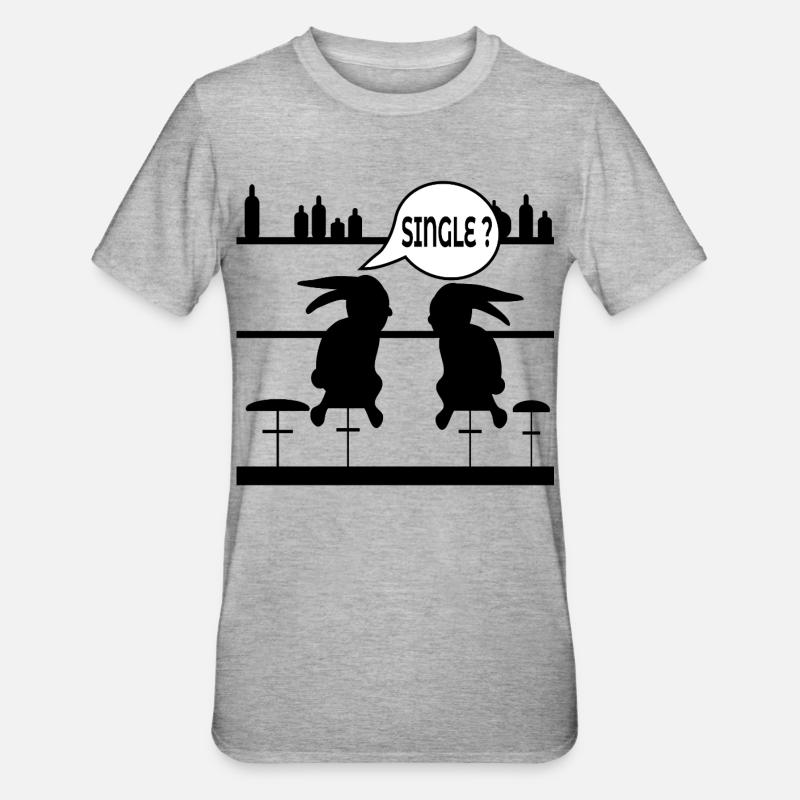FUNNY SINGLE RABBIT - Unisex Polycotton T-Shirt - heather grey